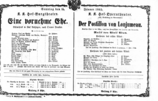 Theaterzettel (Oper und Burgtheater in Wien) 18650115 Seite: 1
