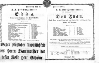 Theaterzettel (Oper und Burgtheater in Wien) 18650118 Seite: 1
