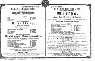 Theaterzettel (Oper und Burgtheater in Wien) 18650126 Seite: 1