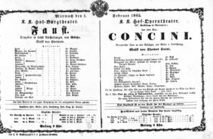 Theaterzettel (Oper und Burgtheater in Wien) 18650201 Seite: 1