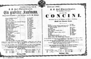 Theaterzettel (Oper und Burgtheater in Wien) 18650202 Seite: 1
