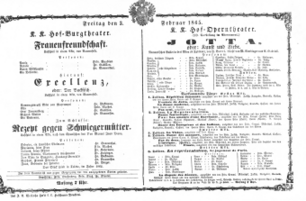 Theaterzettel (Oper und Burgtheater in Wien) 18650203 Seite: 1