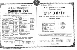Theaterzettel (Oper und Burgtheater in Wien) 18650205 Seite: 1