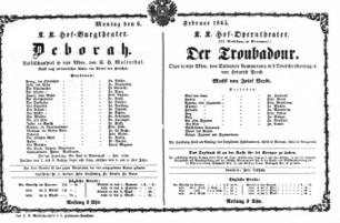 Theaterzettel (Oper und Burgtheater in Wien) 18650206 Seite: 1