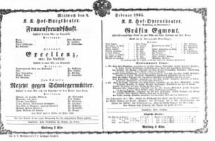 Theaterzettel (Oper und Burgtheater in Wien) 18650208 Seite: 1