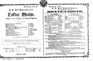 Theaterzettel (Oper und Burgtheater in Wien) 18650214 Seite: 1