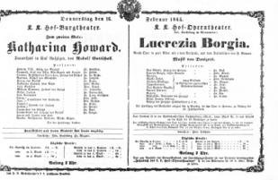 Theaterzettel (Oper und Burgtheater in Wien) 18650216 Seite: 1