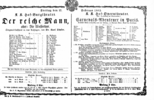 Theaterzettel (Oper und Burgtheater in Wien) 18650217 Seite: 1