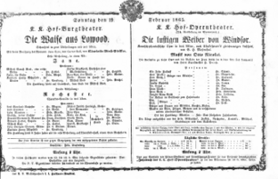 Theaterzettel (Oper und Burgtheater in Wien) 18650219 Seite: 1