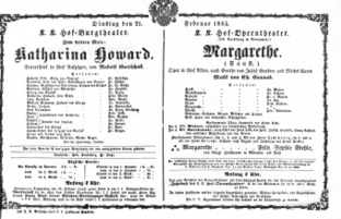 Theaterzettel (Oper und Burgtheater in Wien) 18650221 Seite: 1