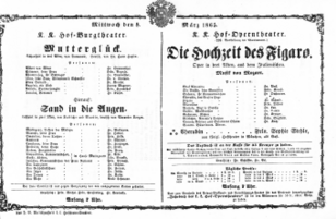 Theaterzettel (Oper und Burgtheater in Wien) 18650308 Seite: 1