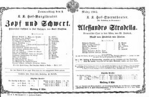 Theaterzettel (Oper und Burgtheater in Wien) 18650309 Seite: 1