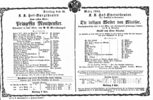 Theaterzettel (Oper und Burgtheater in Wien) 18650310 Seite: 1