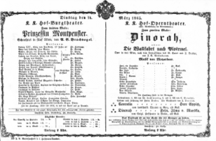Theaterzettel (Oper und Burgtheater in Wien) 18650314 Seite: 1