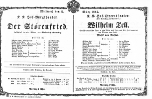 Theaterzettel (Oper und Burgtheater in Wien) 18650315 Seite: 1