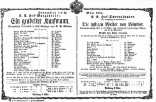 Theaterzettel (Oper und Burgtheater in Wien) 18650316 Seite: 1