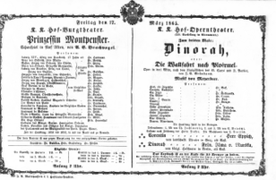 Theaterzettel (Oper und Burgtheater in Wien) 18650317 Seite: 1
