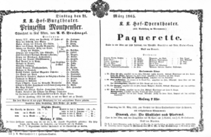 Theaterzettel (Oper und Burgtheater in Wien) 18650321 Seite: 1
