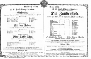 Theaterzettel (Oper und Burgtheater in Wien) 18650322 Seite: 1