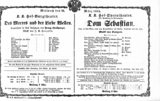 Theaterzettel (Oper und Burgtheater in Wien) 18650329 Seite: 1