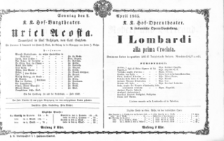 Theaterzettel (Oper und Burgtheater in Wien) 18650402 Seite: 1