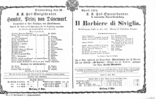 Theaterzettel (Oper und Burgtheater in Wien) 18650420 Seite: 1