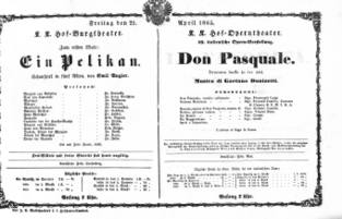 Theaterzettel (Oper und Burgtheater in Wien) 18650421 Seite: 1