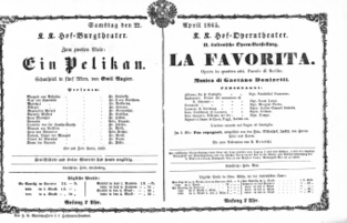 Theaterzettel (Oper und Burgtheater in Wien) 18650422 Seite: 1