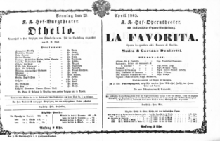 Theaterzettel (Oper und Burgtheater in Wien) 18650423 Seite: 1
