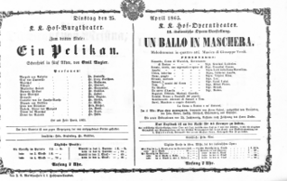 Theaterzettel (Oper und Burgtheater in Wien) 18650425 Seite: 1