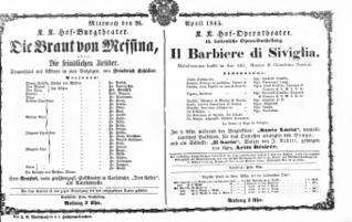 Theaterzettel (Oper und Burgtheater in Wien) 18650426 Seite: 1