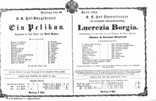 Theaterzettel (Oper und Burgtheater in Wien) 18650428 Seite: 1