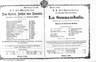 Theaterzettel (Oper und Burgtheater in Wien) 18650430 Seite: 1