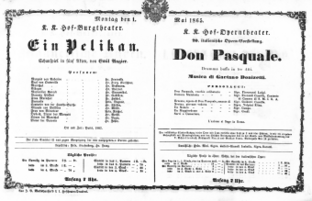 Theaterzettel (Oper und Burgtheater in Wien) 18650501 Seite: 1