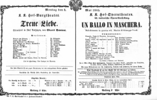 Theaterzettel (Oper und Burgtheater in Wien) 18650508 Seite: 1