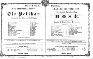 Theaterzettel (Oper und Burgtheater in Wien) 18650510 Seite: 1