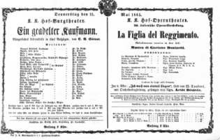 Theaterzettel (Oper und Burgtheater in Wien) 18650511 Seite: 1