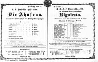 Theaterzettel (Oper und Burgtheater in Wien) 18650512 Seite: 1