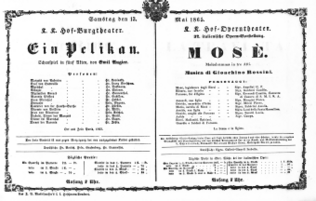 Theaterzettel (Oper und Burgtheater in Wien) 18650513 Seite: 1