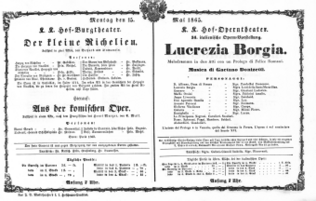 Theaterzettel (Oper und Burgtheater in Wien) 18650515 Seite: 1