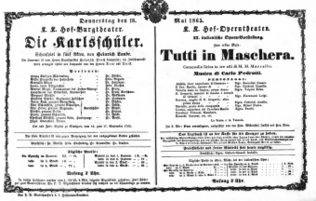 Theaterzettel (Oper und Burgtheater in Wien) 18650518 Seite: 1