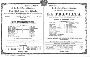 Theaterzettel (Oper und Burgtheater in Wien) 18650520 Seite: 1