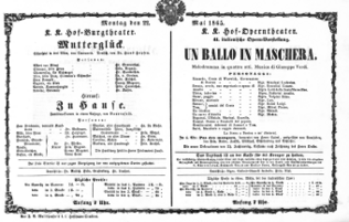 Theaterzettel (Oper und Burgtheater in Wien) 18650522 Seite: 1