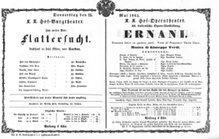 Theaterzettel (Oper und Burgtheater in Wien) 18650525 Seite: 1