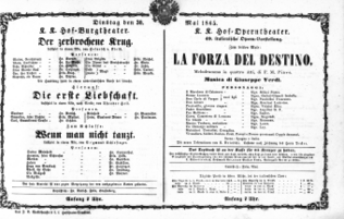 Theaterzettel (Oper und Burgtheater in Wien) 18650530 Seite: 1