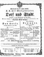 Theaterzettel (Oper und Burgtheater in Wien) 18650607 Seite: 1