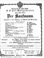 Theaterzettel (Oper und Burgtheater in Wien) 18650609 Seite: 1