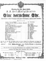 Theaterzettel (Oper und Burgtheater in Wien) 18650612 Seite: 1