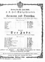 Theaterzettel (Oper und Burgtheater in Wien) 18650616 Seite: 1