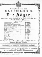 Theaterzettel (Oper und Burgtheater in Wien) 18650619 Seite: 1